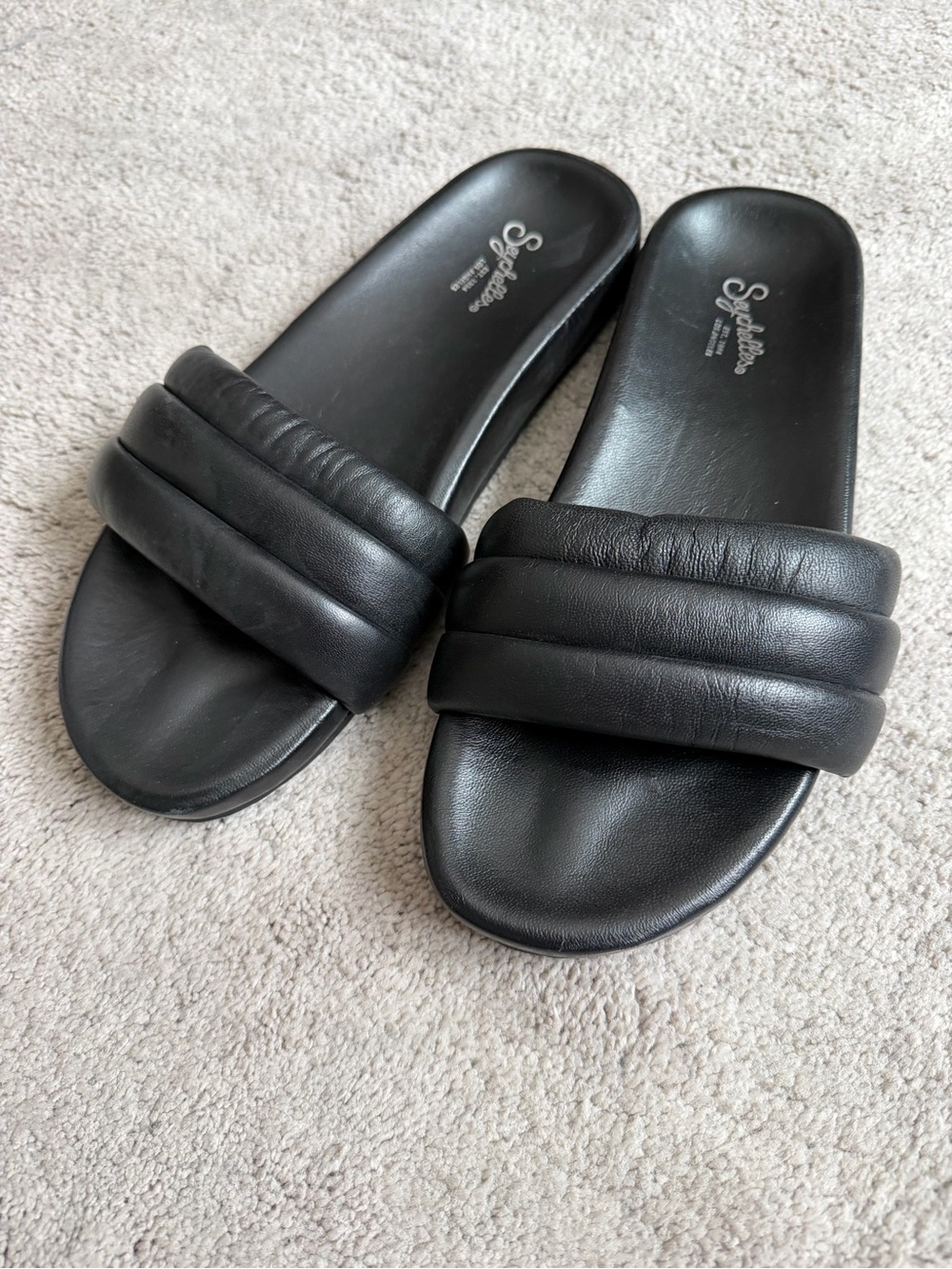 Seychelles Black Padded Slide Sandals